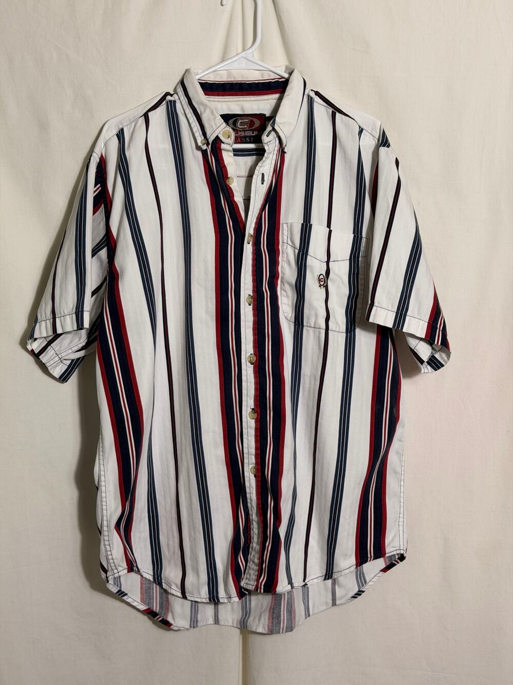 Vintage Coliseum Classic Striped Button Up Shirt Short Sleeve Men’s L XL